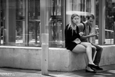 Queen Street Auckland city, black and white photo by Mike Wheelton